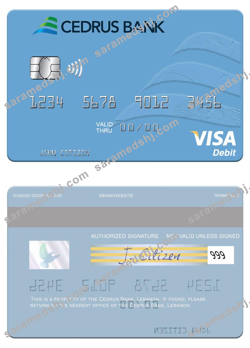 Lebanon Cedrus Bank visa debit card